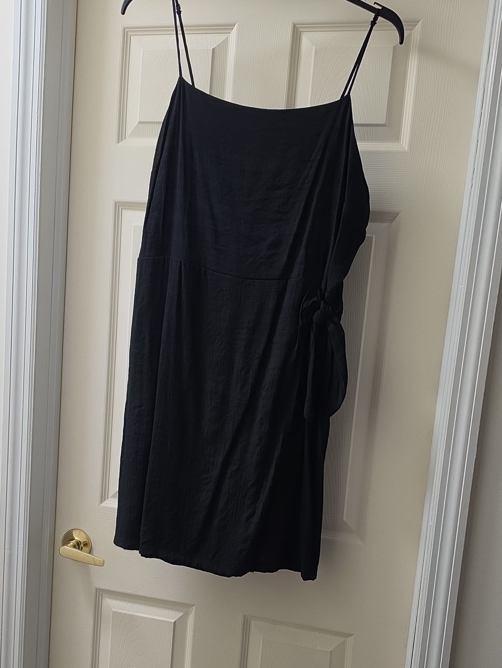 Black Spaghetti-Strap Tie-Side Dress